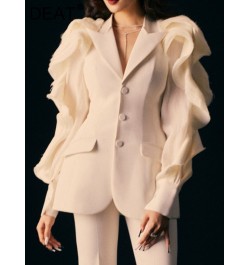 Fashion Women's Blazezr New Notched Single Breasted Mesh Reffles Long Sleeve Suit Jackets Temperament Autumn 2023 17A2516 $77...