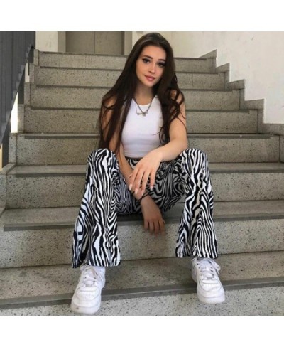 Oversized Zebra Print Pants For Women High Waist Wide Leg Long Trousers Fashion Loose Casual Plaid Pant Female Streetwear $31...