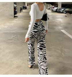 Oversized Zebra Print Pants For Women High Waist Wide Leg Long Trousers Fashion Loose Casual Plaid Pant Female Streetwear $31...