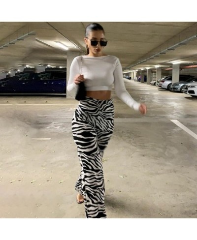 Oversized Zebra Print Pants For Women High Waist Wide Leg Long Trousers Fashion Loose Casual Plaid Pant Female Streetwear $31...