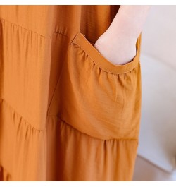 New Fashion 2023 Vintage Loose Solid Summer Dresses For Womon Plus Size Casual Elegant V-Neck Dress Women Clothing $32.78 - D...