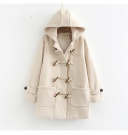 Double Row Horn Buckle Wool Coat Women Long Coat Spring Autumn Clothing Loose size Hooded Woolen Coats Manteau Femme 569 $87....