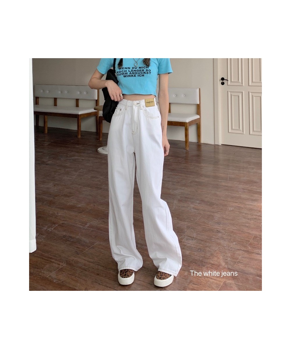 Autumn Women Korean Version Jeans High Waist White Streetwear Fashion Vintage Baggy Wide Leg Trouser Casual Straight Denim $4...