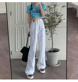 Autumn Women Korean Version Jeans High Waist White Streetwear Fashion Vintage Baggy Wide Leg Trouser Casual Straight Denim $4...