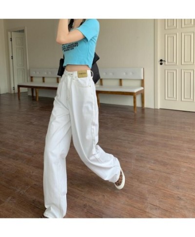 Autumn Women Korean Version Jeans High Waist White Streetwear Fashion Vintage Baggy Wide Leg Trouser Casual Straight Denim $4...