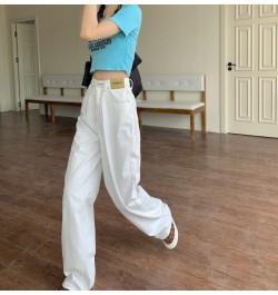 Autumn Women Korean Version Jeans High Waist White Streetwear Fashion Vintage Baggy Wide Leg Trouser Casual Straight Denim $4...