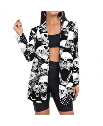 Women's Suit Skeleton Blazers Vintage Camouflage Woman Skull Floral Oversized Lady Black White Plaid Jacket Wholesale $53.88 ...