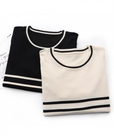 Plus Size Basic T-Shirt Women 2023 Summer Ice Silk Knit O-Neck Tees Slim Stripes Short Sleeve Tops Oversized Curve Clothes $4...