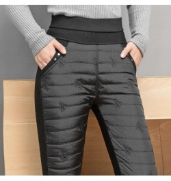 Winter Embroidery Trousers Women Fashion Down Cotton Warm Velvet Pants Mom Snow Wear Thick Straight Pants Large Size Sweatpan...