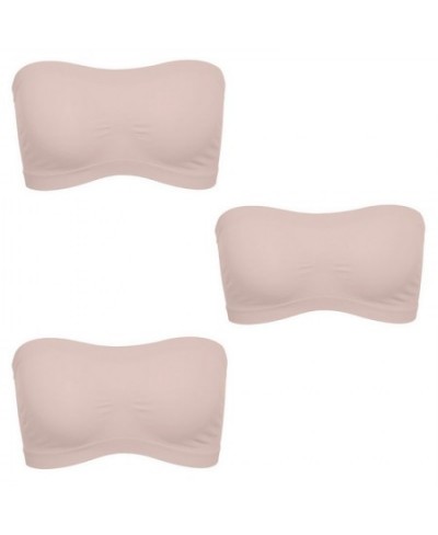 3PCS Women Elastic Sexy Tube Tops Seamless Cropped Top Bra Bandeau Underwear Strapless Stretch Layer Bustier No Pads Chest Wr...