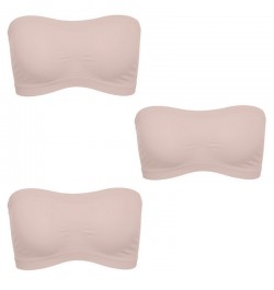 3PCS Women Elastic Sexy Tube Tops Seamless Cropped Top Bra Bandeau Underwear Strapless Stretch Layer Bustier No Pads Chest Wr...