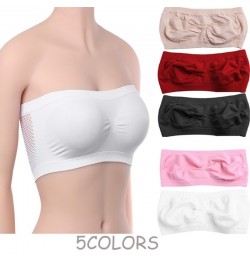 3PCS Women Elastic Sexy Tube Tops Seamless Cropped Top Bra Bandeau Underwear Strapless Stretch Layer Bustier No Pads Chest Wr...