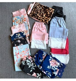 Satin Long Pants Homewear Print Sleep Bottoms Female Summer Elastic Waist Trousers Pijamas Casual Home Wear Lace Sleep Wear $...