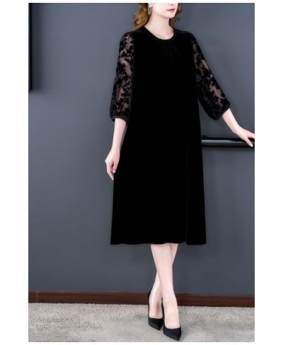 2022 New Fashion Women's velvet Silk Hollow Burnt Flower Dress Female Casual Style Summer O-Neck Dresses party Vestidos $65.6...