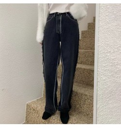 Black Vintage Jeans Women Tassel Streetwear High Waisted Soft Denim Lady Pants Korean Patchwork Quilted Wide Leg Jean Mom $58...