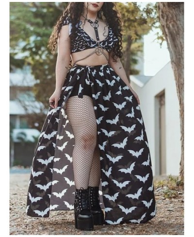 Gothic Black Bat Print Skirt Women Street Style Sexy Lace Up Skirt Fashion Party Dress $29.75 - Bottoms