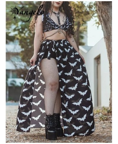 Gothic Black Bat Print Skirt Women Street Style Sexy Lace Up Skirt Fashion Party Dress $29.75 - Bottoms