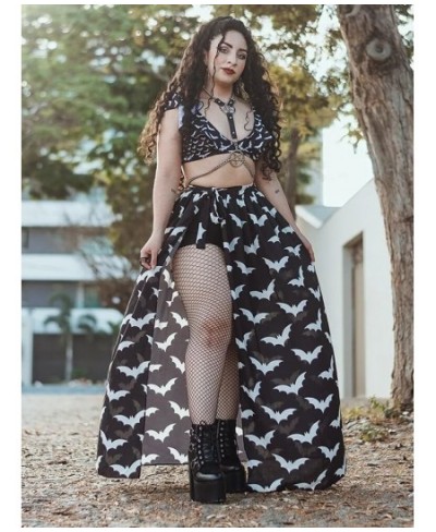 Gothic Black Bat Print Skirt Women Street Style Sexy Lace Up Skirt Fashion Party Dress $29.75 - Bottoms