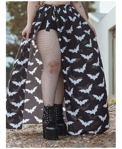 Gothic Black Bat Print Skirt Women Street Style Sexy Lace Up Skirt Fashion Party Dress $29.75 - Bottoms