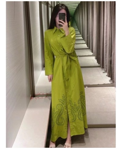 White Shirt Dress Woman Belt Embroidery Summer Dresses For Women 2023 Spring Female Dress Long Sleeve Casual Robe TH1342 $43....