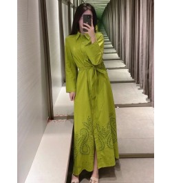 White Shirt Dress Woman Belt Embroidery Summer Dresses For Women 2023 Spring Female Dress Long Sleeve Casual Robe TH1342 $43....