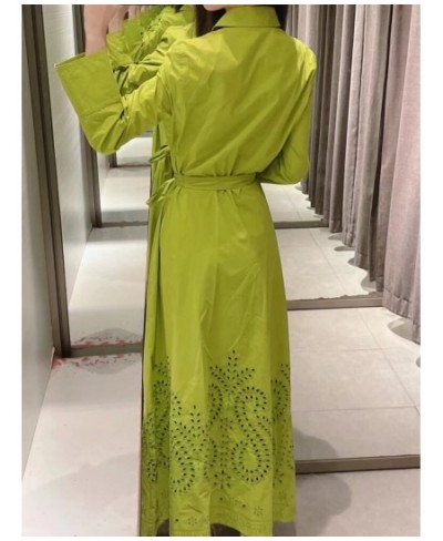 White Shirt Dress Woman Belt Embroidery Summer Dresses For Women 2023 Spring Female Dress Long Sleeve Casual Robe TH1342 $43....