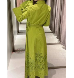 White Shirt Dress Woman Belt Embroidery Summer Dresses For Women 2023 Spring Female Dress Long Sleeve Casual Robe TH1342 $43....