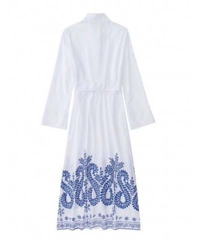 White Shirt Dress Woman Belt Embroidery Summer Dresses For Women 2023 Spring Female Dress Long Sleeve Casual Robe TH1342 $43....