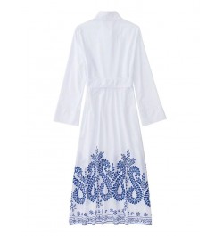 White Shirt Dress Woman Belt Embroidery Summer Dresses For Women 2023 Spring Female Dress Long Sleeve Casual Robe TH1342 $43....