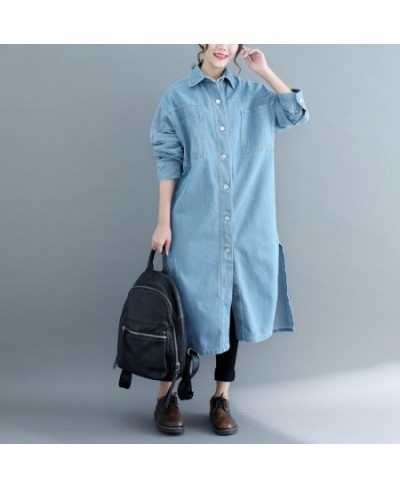 Loose Jeans Windbreaker Solid Hooded Overcoats 2023 Korean Spring Fall Women's Retro Long Sleeve Denim Trench Coats Large Siz...