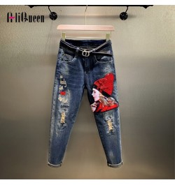 Streetwear Women Vintage High Waisted Jeans Cartoon Girls Embroidery Sequins Denim Haren Pants Trouser Ripped Jeans $67.13 - ...