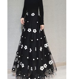 Long Midi Elegant Skirt Women Embroidery Flower Mesh Skirts 2022 New Korean Style Jupes Japanese Sweet Saia Feminina $76.42 -...