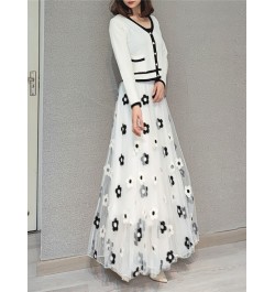 Long Midi Elegant Skirt Women Embroidery Flower Mesh Skirts 2022 New Korean Style Jupes Japanese Sweet Saia Feminina $76.42 -...