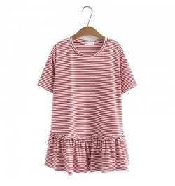 Plus Size Basic T-Shirt Women 2023 Summer Cotton Stripe Knit O-Neck Tees Sweet Short Sleeve Tops Oversized Curve Clothes $40....