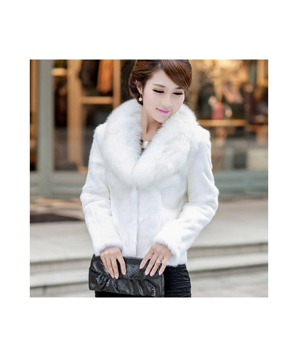 2022 very warm short fur jacket female soft clothes Winter woman coat luxury v-neck faux fox collar coats women plush tops $4...