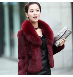 2022 very warm short fur jacket female soft clothes Winter woman coat luxury v-neck faux fox collar coats women plush tops $4...