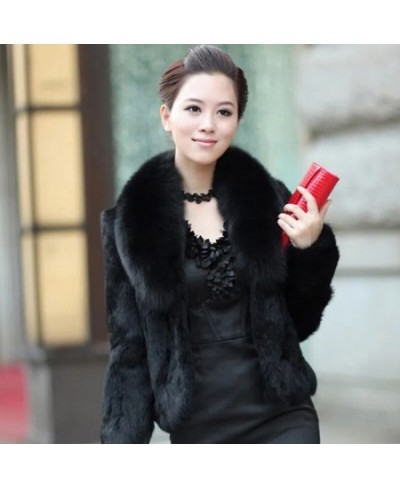 2022 very warm short fur jacket female soft clothes Winter woman coat luxury v-neck faux fox collar coats women plush tops $4...