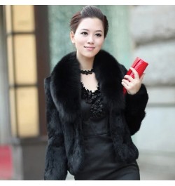 2022 very warm short fur jacket female soft clothes Winter woman coat luxury v-neck faux fox collar coats women plush tops $4...