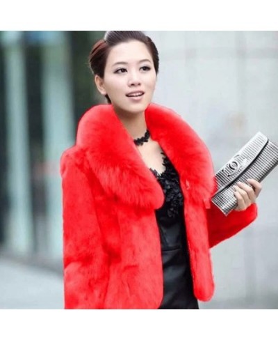 2022 very warm short fur jacket female soft clothes Winter woman coat luxury v-neck faux fox collar coats women plush tops $4...