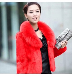 2022 very warm short fur jacket female soft clothes Winter woman coat luxury v-neck faux fox collar coats women plush tops $4...