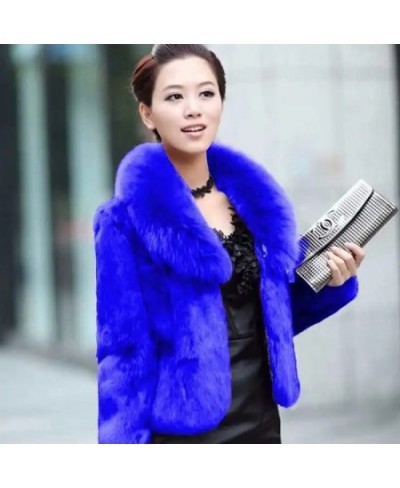 2022 very warm short fur jacket female soft clothes Winter woman coat luxury v-neck faux fox collar coats women plush tops $4...