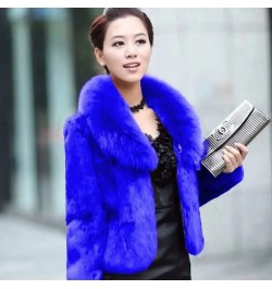 2022 very warm short fur jacket female soft clothes Winter woman coat luxury v-neck faux fox collar coats women plush tops $4...