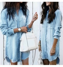 2023 Women Autumn Winter Retro Long Sleeve Buttoned Denim Dress Solid Color Women's Clothing женское платье femme robe $42.45...