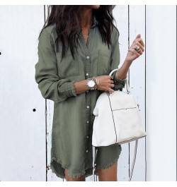 2023 Women Autumn Winter Retro Long Sleeve Buttoned Denim Dress Solid Color Women's Clothing женское платье femme robe $42.45...