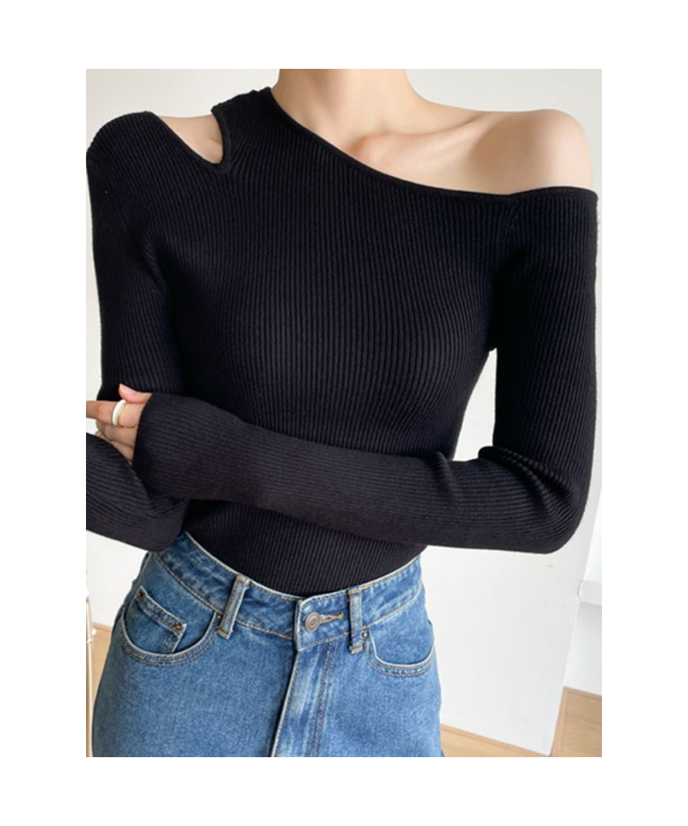 Off Shoulder Long Sleeve Thin Pullover Women Casual Solid Basic All Match T-shirt Korean Fashion Sexy Chic Kintwear Mujer $35...