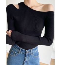 Off Shoulder Long Sleeve Thin Pullover Women Casual Solid Basic All Match T-shirt Korean Fashion Sexy Chic Kintwear Mujer $35...