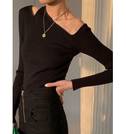 Off Shoulder Long Sleeve Thin Pullover Women Casual Solid Basic All Match T-shirt Korean Fashion Sexy Chic Kintwear Mujer $35...