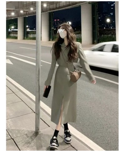 Gray-green Short Blazer Jacket Split Skirt Sets Autumn New Korean Fashion Suit Two Piece Women Outfits Female Clothes $90.20 ...