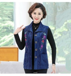 5XL Loose Size Vests For Women Fashion Embroidery Corduroy Spring Autumn Jacket Middle-Aged Elderly Thin Waistcoat 1294 $39.5...