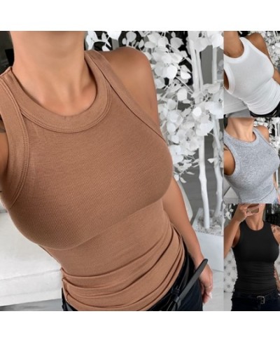 Ladies tank tops Casual Sleeveless New Fashion Women's Clothing Ribbed O Neck Solid Tank Top Solid Soft Cozy Shirt Femal $21....